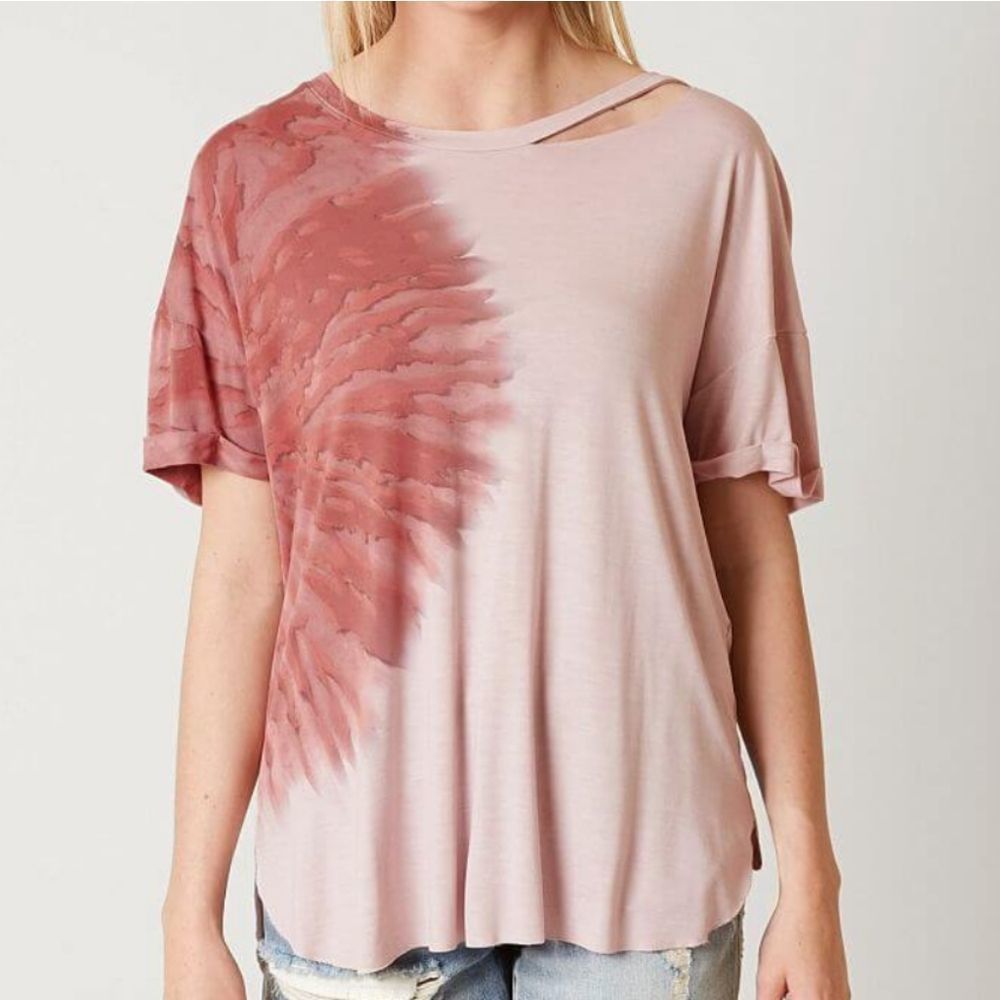 Moon & Skye Buckle Hand Dyed Raw Edge Top NWT